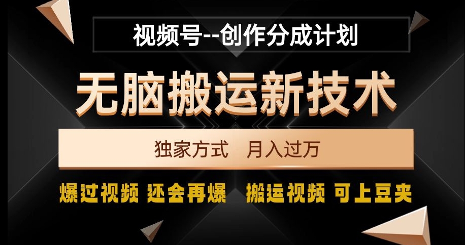 视频号无脑搬运新技术,破原创壕流量,独家方式,爆过视频,还会再爆【揭秘】-聚富社