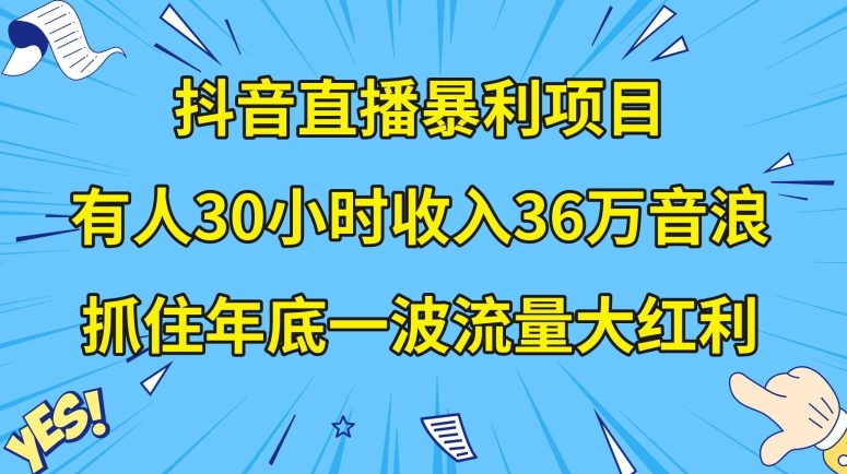 抖音直播暴利项目,有人30小时收入36万音浪,公司宣传片年会视频制作,抓住年底一波流量大红利【揭秘】-聚富社
