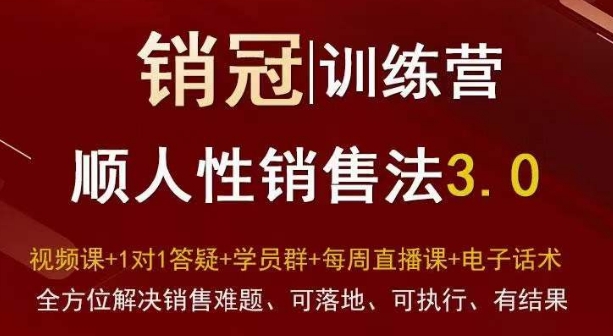 爆款!销冠训练营3.0之顺人性销售法,全方位解决销售难题、可落地、可执行、有结果-聚富社