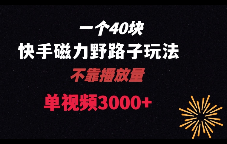 一个40块,快手联合美团磁力新玩法,无视机制野路子玩法,单视频收益4位数【揭秘】-聚富社