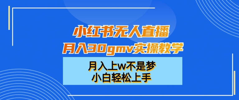 小红书无人直播月入30gmv实操教学,月入上w不是梦,小白轻松上手【揭秘】-聚富社