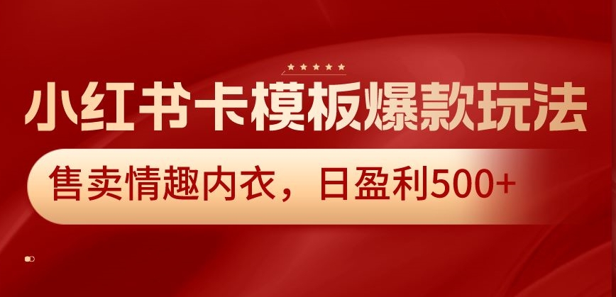 小红书卡模板爆款玩法，售卖情趣内衣，日盈利500+【揭秘】-聚富社