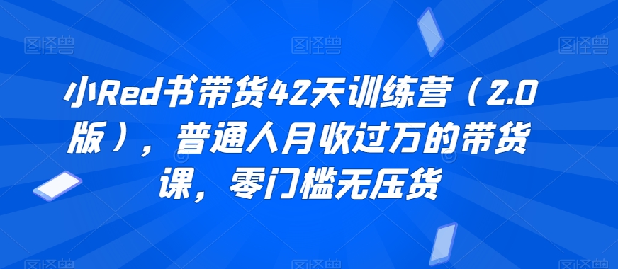 小Red书带货42天训练营(2.0版),普通人月收过万的带货课,零门槛无压货-聚富社