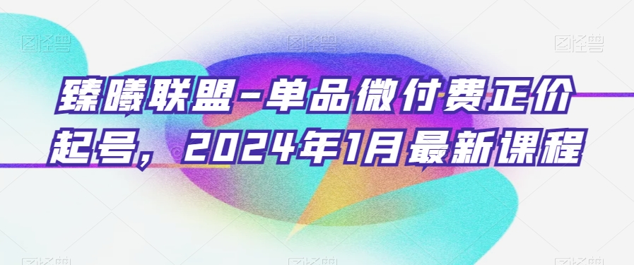 臻曦联盟-单品微付费正价起号,2024年1月最新课程-聚富社