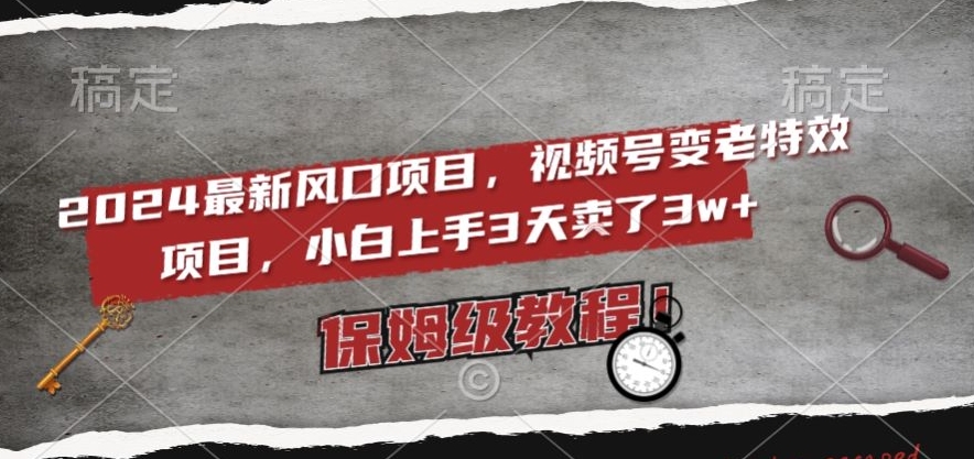 2024最新风口项目,视频号变老特效项目,电脑小白上手3天卖了3w+,保姆级教程【揭秘】-聚富社