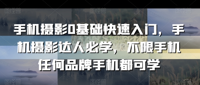 手机摄影0基础快速入门,手机摄影达人必学,不限手机任何品牌手机都可学-聚富社