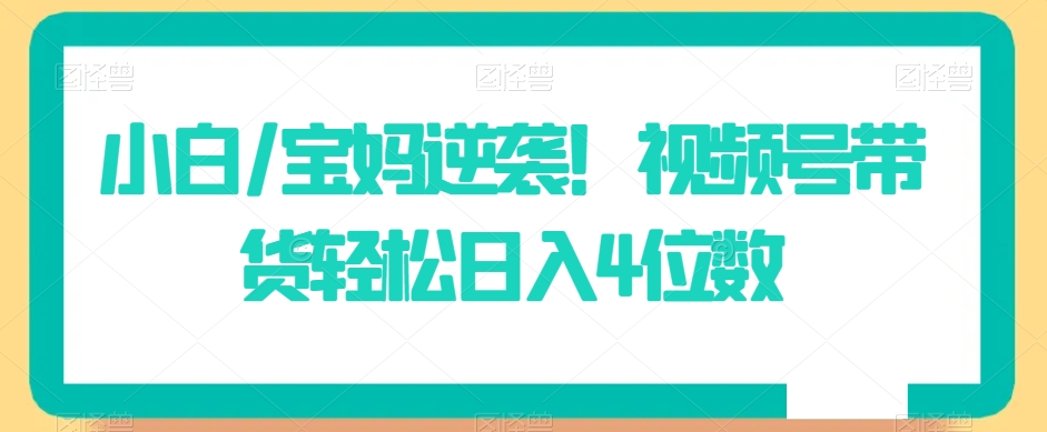 小白/宝妈逆袭!视频号带货轻松日入4位数【揭秘】-聚富社