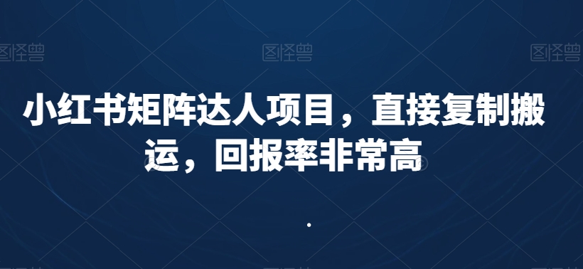 小红书矩阵达人项目,直接复制搬运,回报率非常高-聚富社