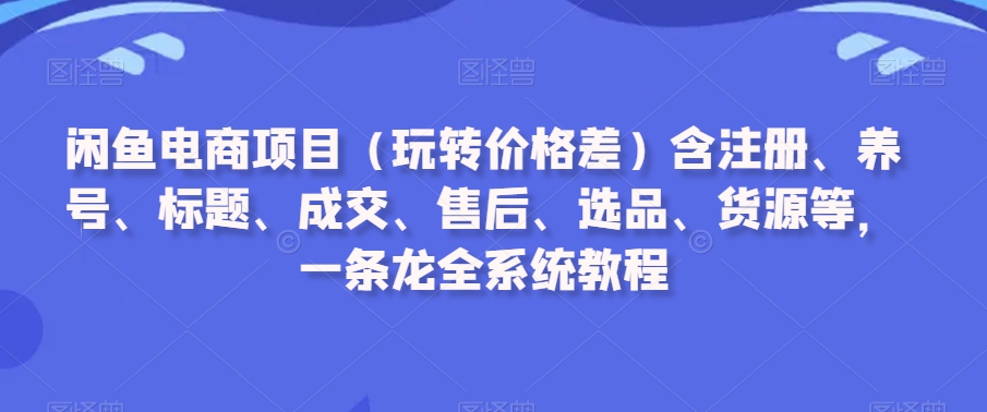 闲鱼电商项目(玩转价格差)含注册、养号、标题、成交、售后、选品、货源等,一条龙全系统教程-聚富社