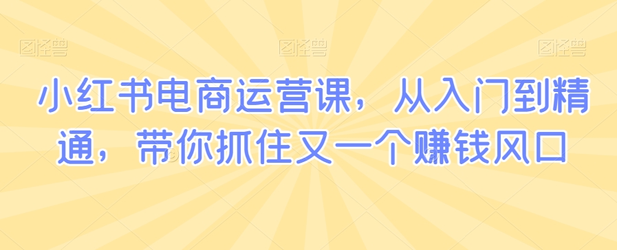 小红书电商运营课,从入门到精通,带你抓住又一个赚钱风口-聚富社