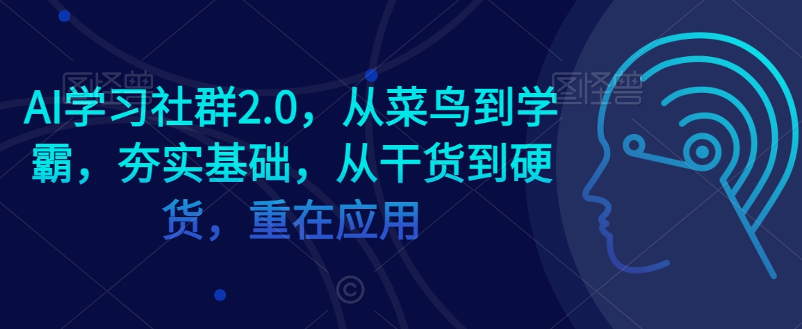 AI学习社群2.0,从菜鸟到学霸,夯实基础,从干货到硬货,重在应用-聚富社