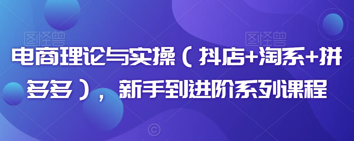 电商理论与实操(抖店+淘系+拼多多),新手到进阶系列课程-聚富社