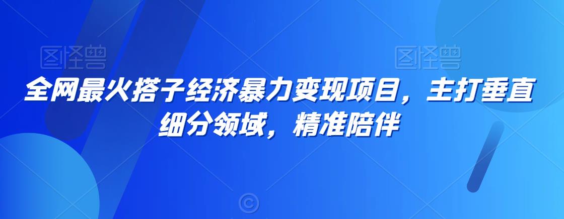 全网最火搭子经济暴力变现项目,主打垂直细分领域,精准陪伴【揭秘】-聚富社