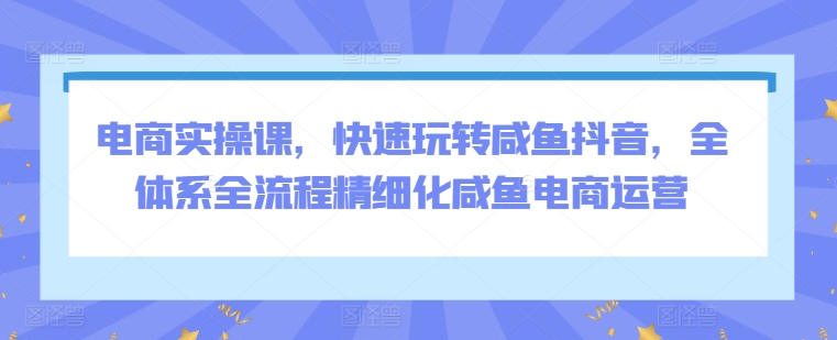 电商实操课,快速玩转咸鱼抖音,全体系全流程精细化咸鱼电商运营-聚富社