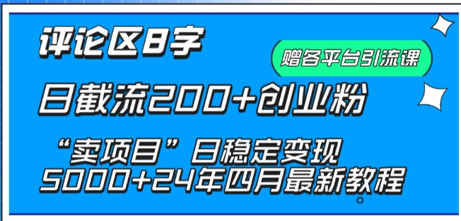 抖音评论区8字日截流200+创业粉 “卖项目”日稳定变现5000+【揭秘】-聚富社