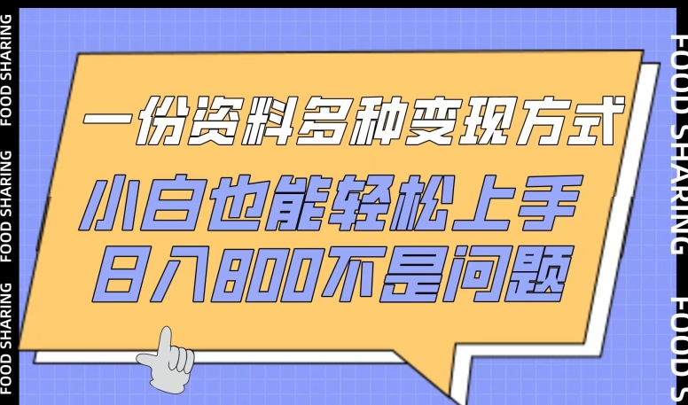 一份资料多种变现方式,小白也能轻松上手,日入800不是问题【揭秘】-聚富社