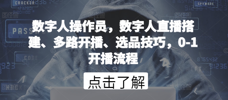 数字人操作员,数字人直播搭建、多路开播、选品技巧,0-1开播流程-聚富社