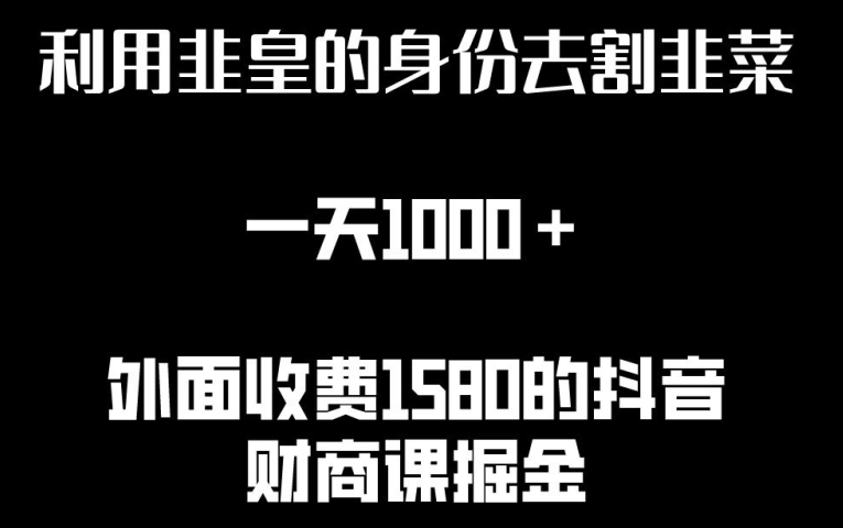 利用非皇的身份去割韭菜,一天1000+(附详细资源)【揭秘】-聚富社