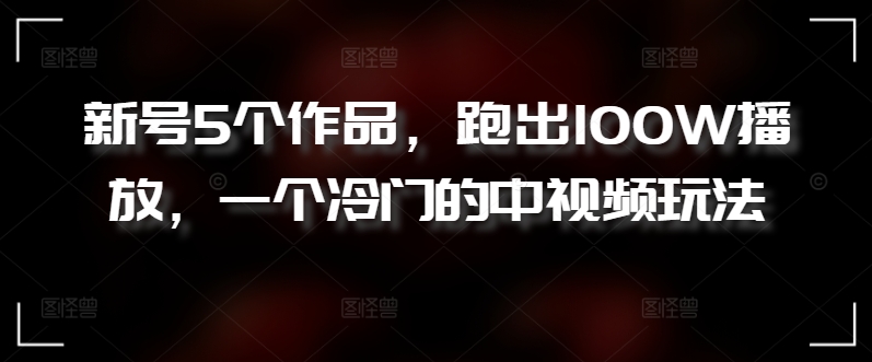 新号5个作品,跑出100W播放,一个冷门的中视频玩法【揭秘】-聚富社