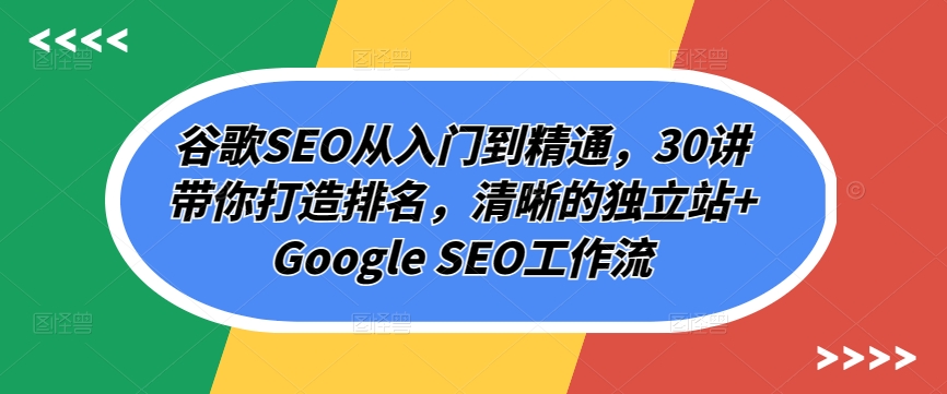 谷歌SEO从入门到精通,30讲带你打造排名,清晰的独立站+Google SEO工作流-聚富社