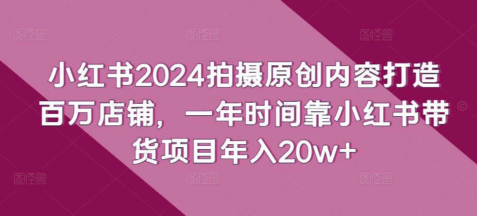 小红书2024拍摄原创内容打造百万店铺,一年时间靠小红书带货项目年入20w+-聚富社