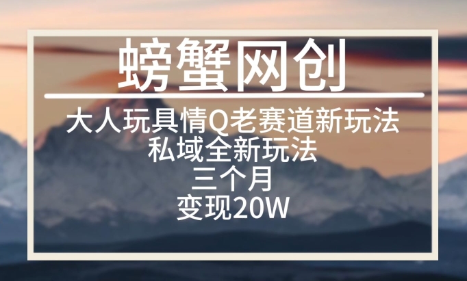 大人玩具情Q用品赛道私域全新玩法,三个月变现20W,老项目新思路【揭秘】-聚富社