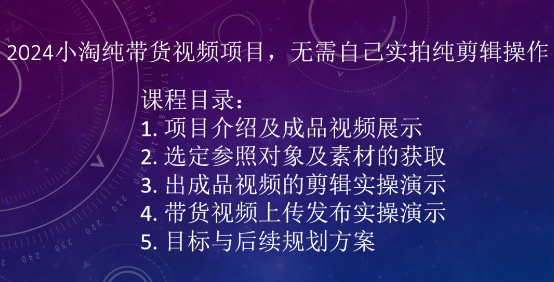 2024小淘纯带货视频项目，无需自己实拍纯剪辑操作-聚富社