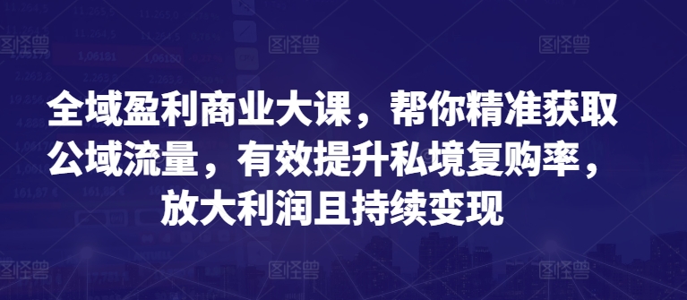 全域盈利商业大课,帮你精准获取公域流量,有效提升私境复购率,放大利润且持续变现-聚富社