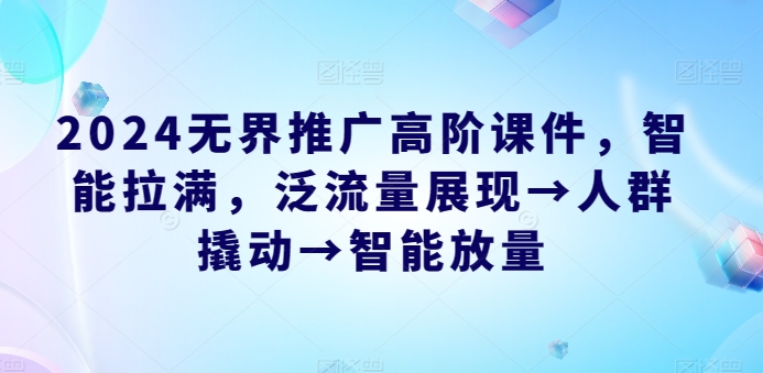 2024无界推广高阶课件,智能拉满,泛流量展现→人群撬动→智能放量-聚富社