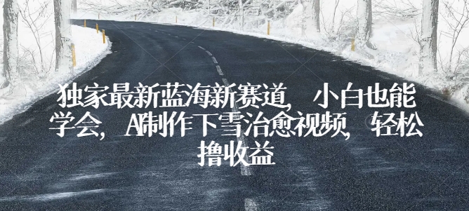 独家最新蓝海新赛道,小白也能学会,AI制作下雪治愈视频,轻松撸收益【揭秘】-聚富社