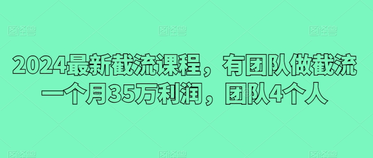 2024最新截流课程,有团队做截流一个月35万利润,团队4个人-聚富社