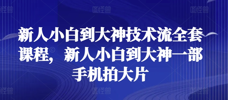 新人小白到大神技术流全套课程,新人小白到大神一部手机拍大片-聚富社