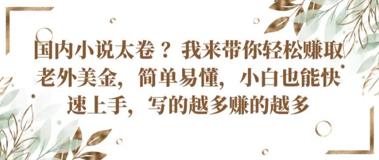 国内小说太卷 ?带你轻松赚取老外美金,简单易懂,小白也能快速上手,写的越多赚的越多【揭秘】-聚富社