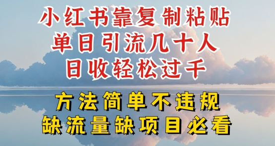 小红书靠复制粘贴单日引流几十人目收轻松过千,方法简单不违规【揭秘】-聚富社