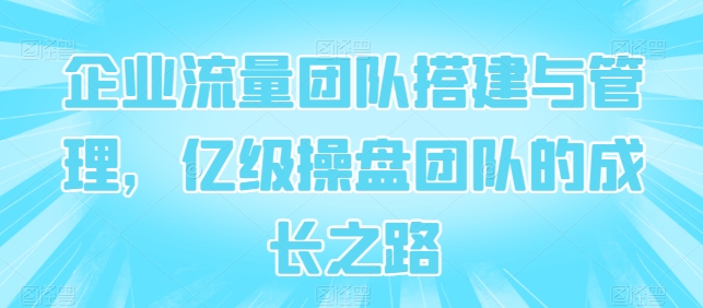 企业流量团队搭建与管理,亿级操盘团队的成长之路-聚富社