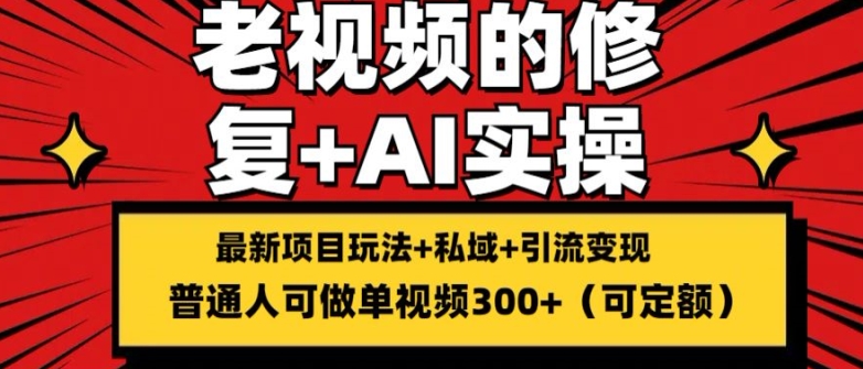 修复老视频的玩法,搬砖+引流的变现(可持久),单条收益300+【揭秘】-聚富社
