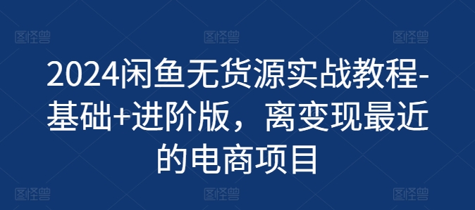 2024闲鱼无货源实战教程-基础+进阶版,离变现最近的电商项目-聚富社