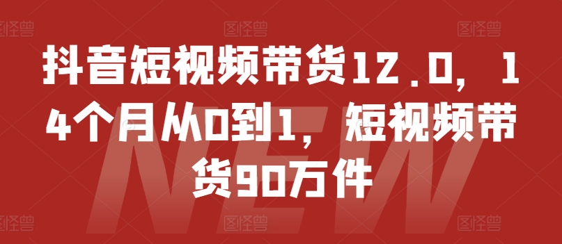 抖音短视频带货12.0,14个月从0到1,短视频带货90万件-聚富社