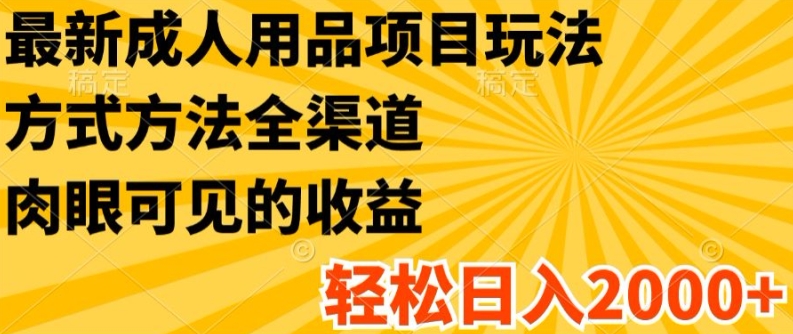 最新成人用品项目玩法,方式方法全渠道,轻松日入2K+【揭秘】-聚富社