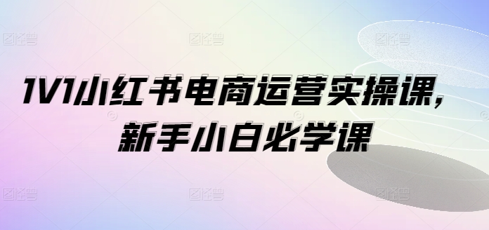 1V1小红书电商运营实操课,新手小白必学课-聚富社