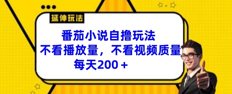 番茄小说自撸玩法,不看播放量,不看视频质量,每天200+【揭秘】-聚富社