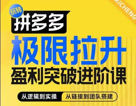 拼多多极限拉升盈利突破进阶课,从算法到玩法,从玩法到团队搭建,体系化系统性帮助商家实现利润提升-聚富社