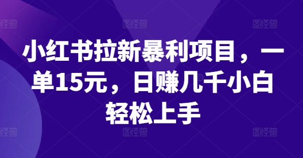 小红书拉新暴利项目,一单15元,日赚几千小白轻松上手【揭秘】-聚富社