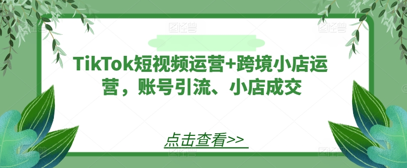 TikTok短视频运营+跨境小店运营,账号引流、小店成交-聚富社