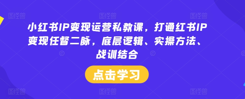 小红书IP变现运营私教课,打通红书IP变现任督二脉,底层逻辑、实操方法、战训结合-聚富社
