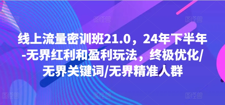 线上流量密训班21.0,24年下半年-无界红利和盈利玩法,终极优化/无界关键词/无界精准人群-聚富社