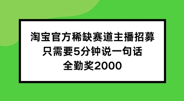 淘宝官方稀缺赛道主播招募 ,只需要5分钟说一句话, 全勤奖2000【揭秘】-聚富社