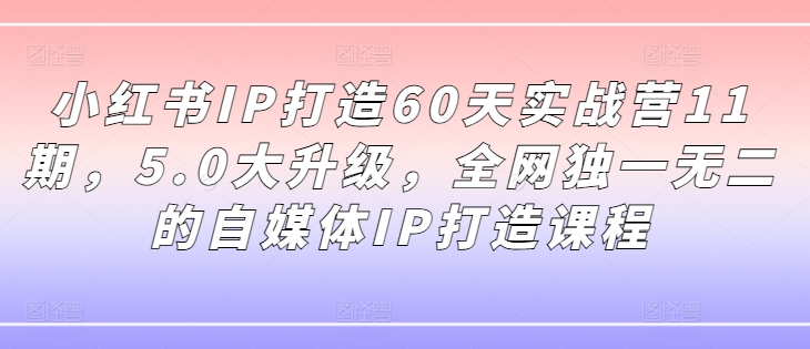 小红书IP打造60天实战营11期,5.0大升级,全网独一无二的自媒体IP打造课程-聚富社
