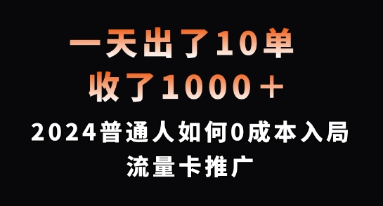 一天出了10单,收了1000+,2024普通人如何0成本入局流量卡推广【揭秘】-聚富社