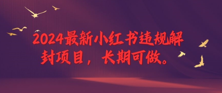 2024最新小红书违规解封项目,长期可做,一个可以做到退休的项目【揭秘】-聚富社